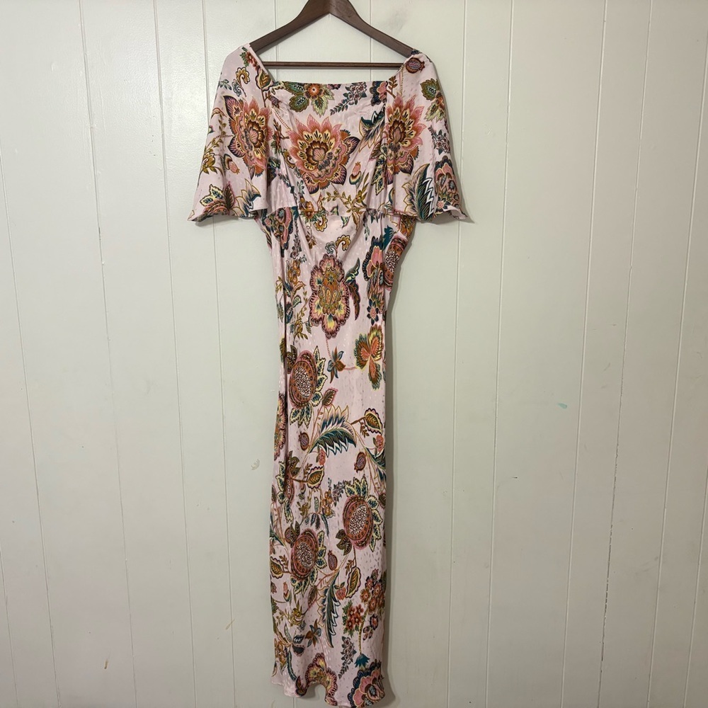 Kachel x Anthropologie Floral Flutter Sleeve Midi Dress Pink Romantic Boho Size - Picture 4 of 16